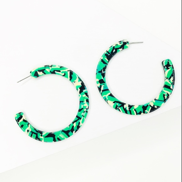 Hoop Earrings in Turquoise - Picture 1 of 7